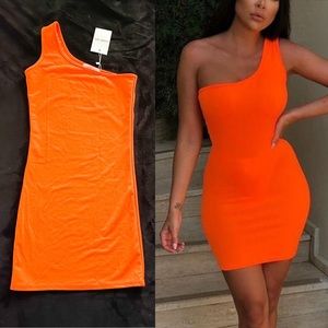 Femme luxe neon one shoulder dress